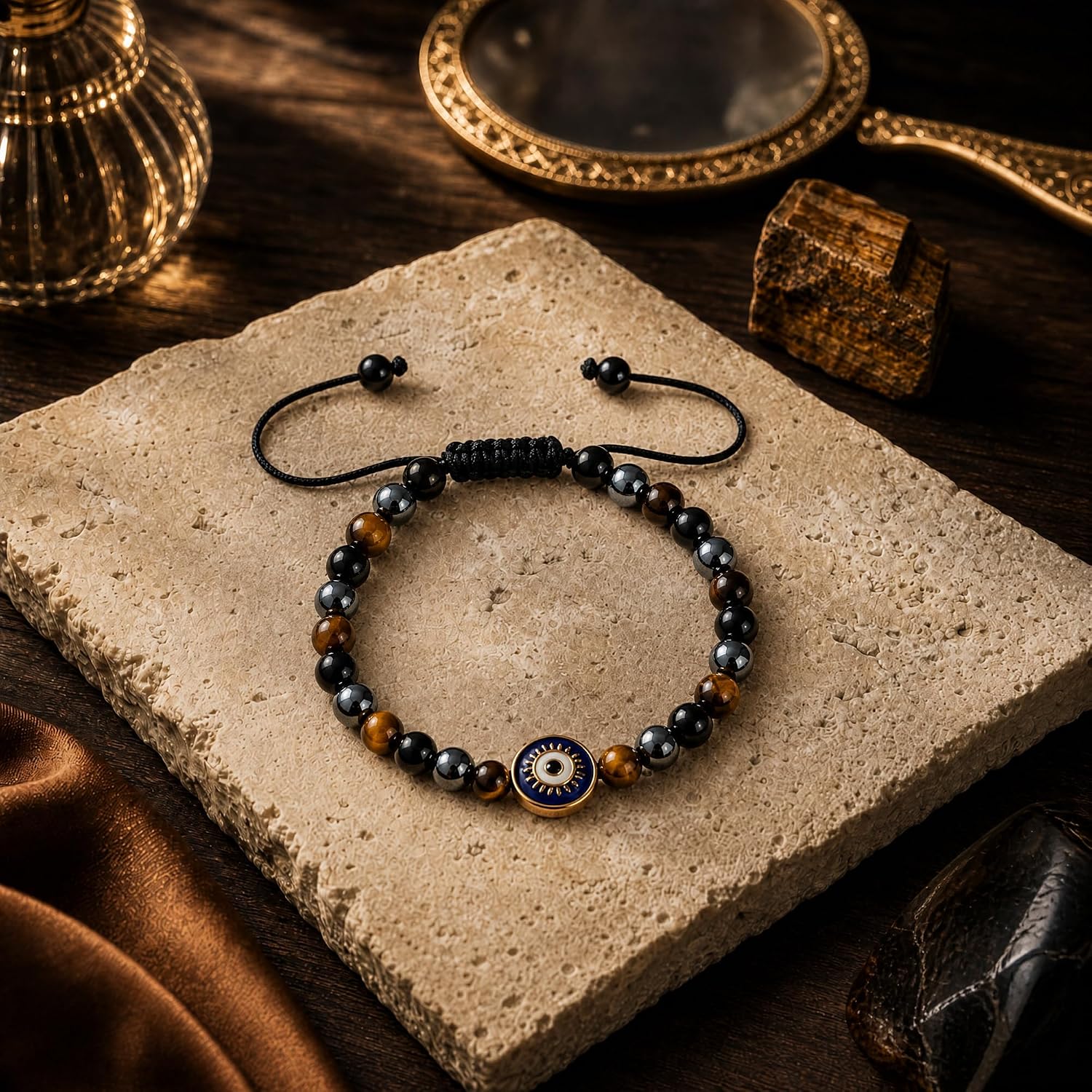 Farfume Naturstein Perlenarmband Damen Herren, Edelstein Naza Armband - Mise en situation et utilisation