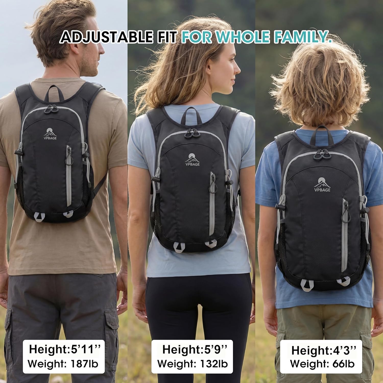 Foldable Small Hiking Backpack with 3 Strap Pockets – Lightweight 300D Spill-proof Daypack for Men Women – Packable Small Travel Backpack with Chest Strap & Trekking Pole Holder – Durable Outdoor Bag - Image 6