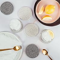 Vista 3 de OrganiHaus Juego de 6 posavasos de algodón absorbente, decoración rústica de estilo bohemio para mesa de café y protección de bebidas, posavasos