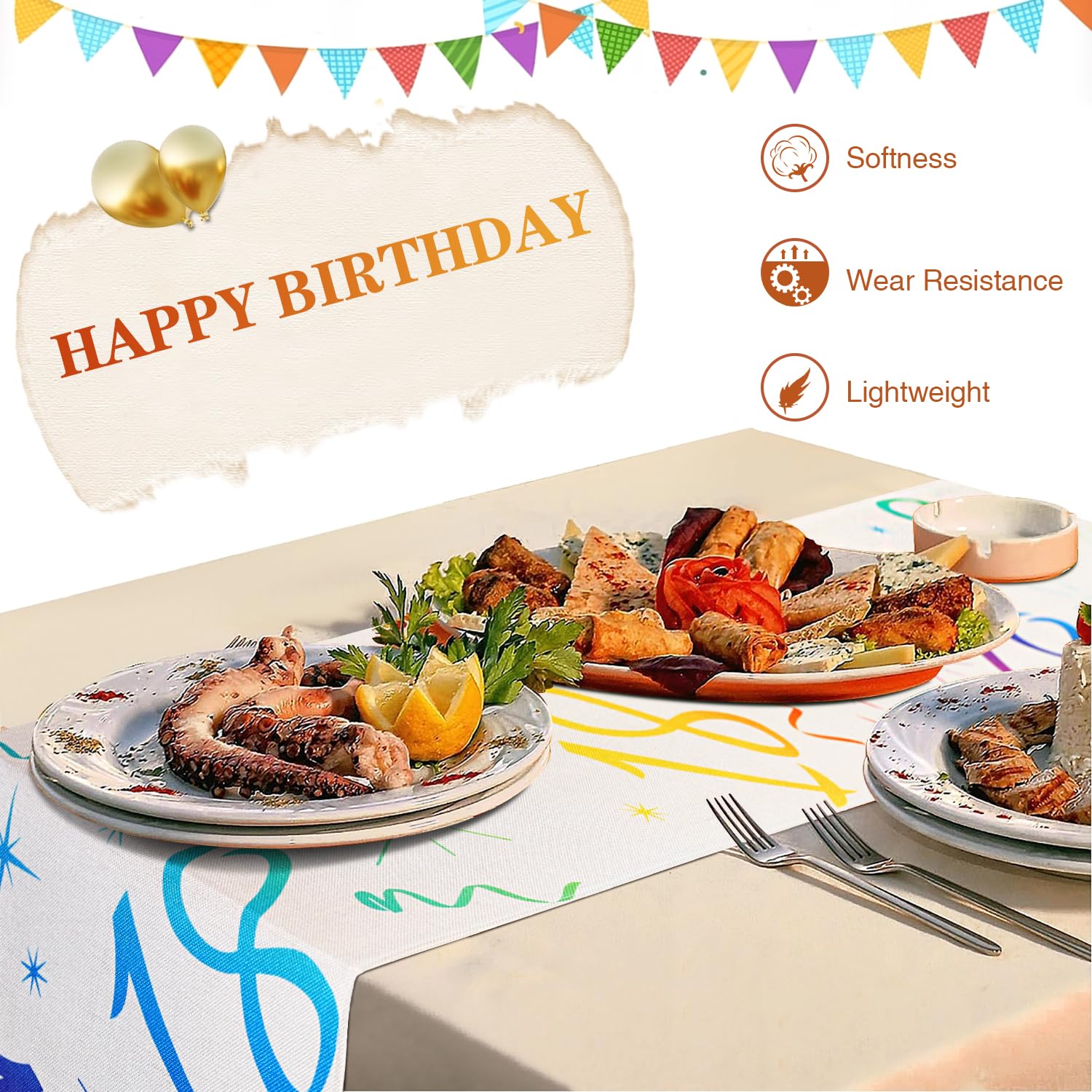 Runner Tavolo Compleanno 18 Anni - Decorazione Festa Lavabile, 33x183 Cm | Tovagliolo Tavola Festivo - Foto 10