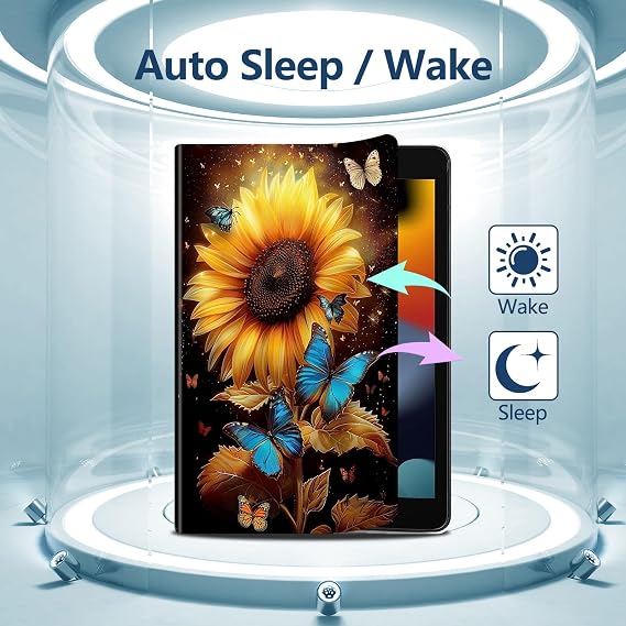 Slim Case for Kindle Scribe (10.2 inch,2022 Release) PU Leather Lightweight Multi-Viewing Adjustable Stand Smart Shell Cover with Auto Wake/Sleep for Kindle Scribe e-Reader,Sunflower
