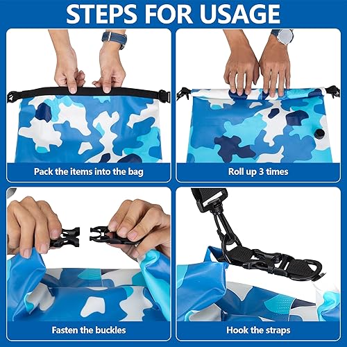 Miniatura 6 de Bolsa seca impermeable de 30L con enfriador desmontable de 20 L, mochila enfriadora con bolsillo para teléfono y bolsa para botellas, adecuada para