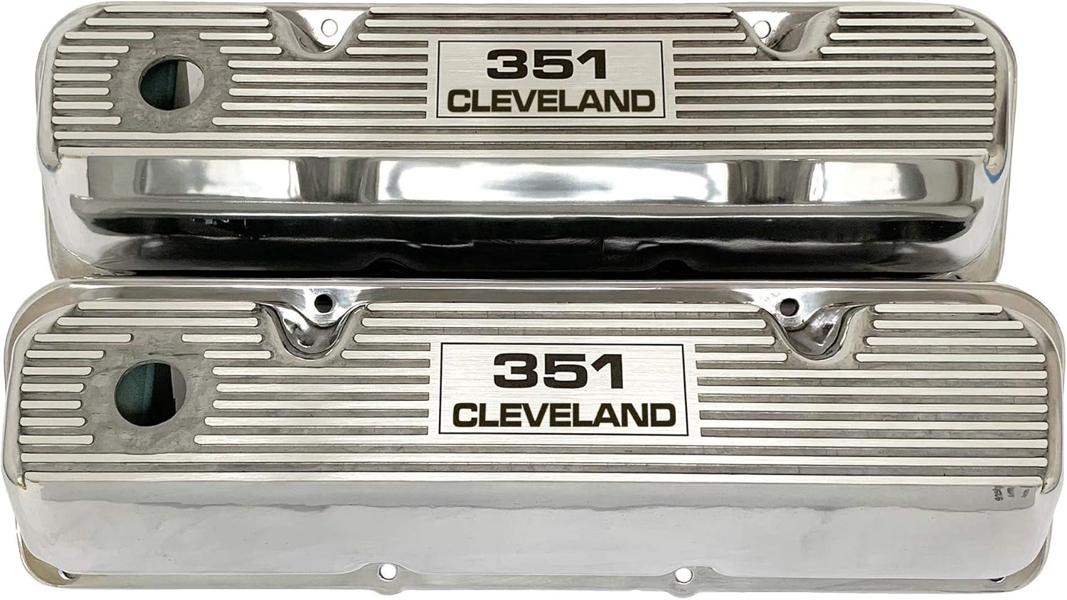 Compatible with Ford 351 Cleveland Logo Die-Cast Aluminum Polished Valve Covers-L8