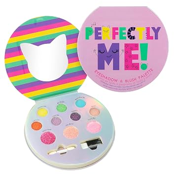Perfectly Me Glisten & Glitter Makeup Palette 10 Color Eyeshadow & Blush Novelty Beauty Set | Fold-Out Compact with Mirror | Washable & Non-Toxic Gift for Girls & Kids