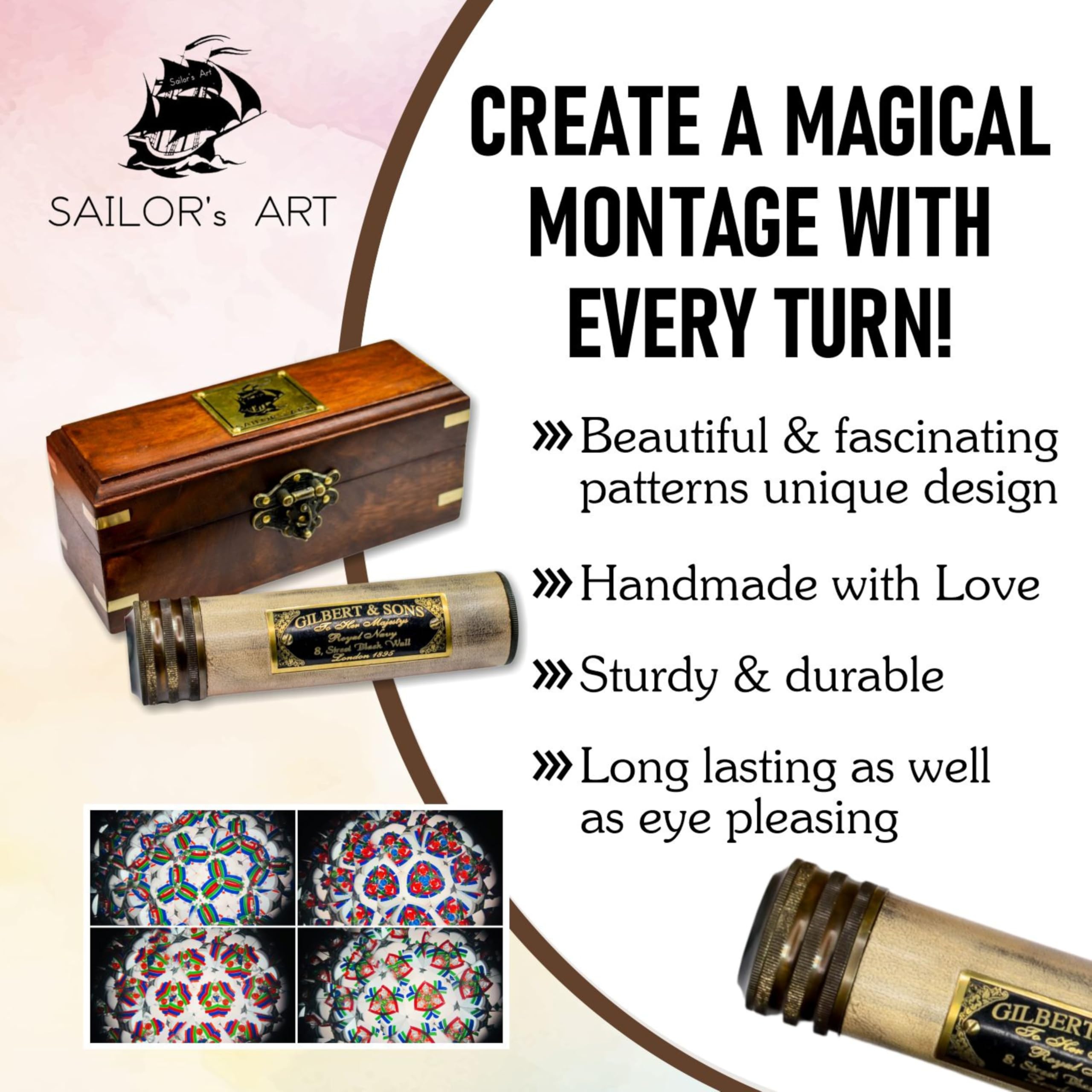 Amazon | Sailor's Art 木製ボックス手作り真鍮万華鏡 - ヴィンテージ