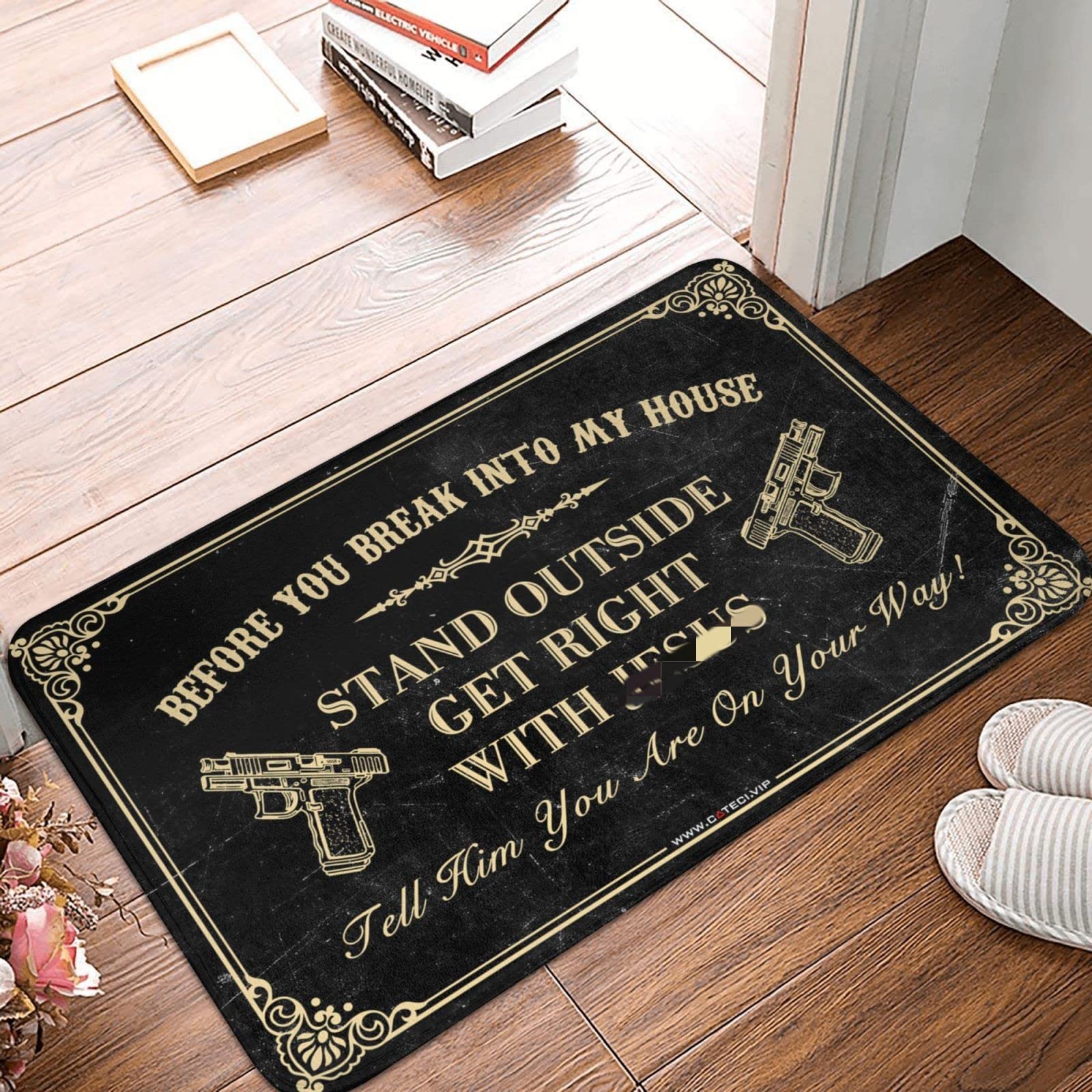 PuseTaer Funny Welcome Mats Before You Break Into My House Rug for Inside Front Doormat Rubber Non Slip Rubber Backing Easy Clean for Garden/Kitchen/