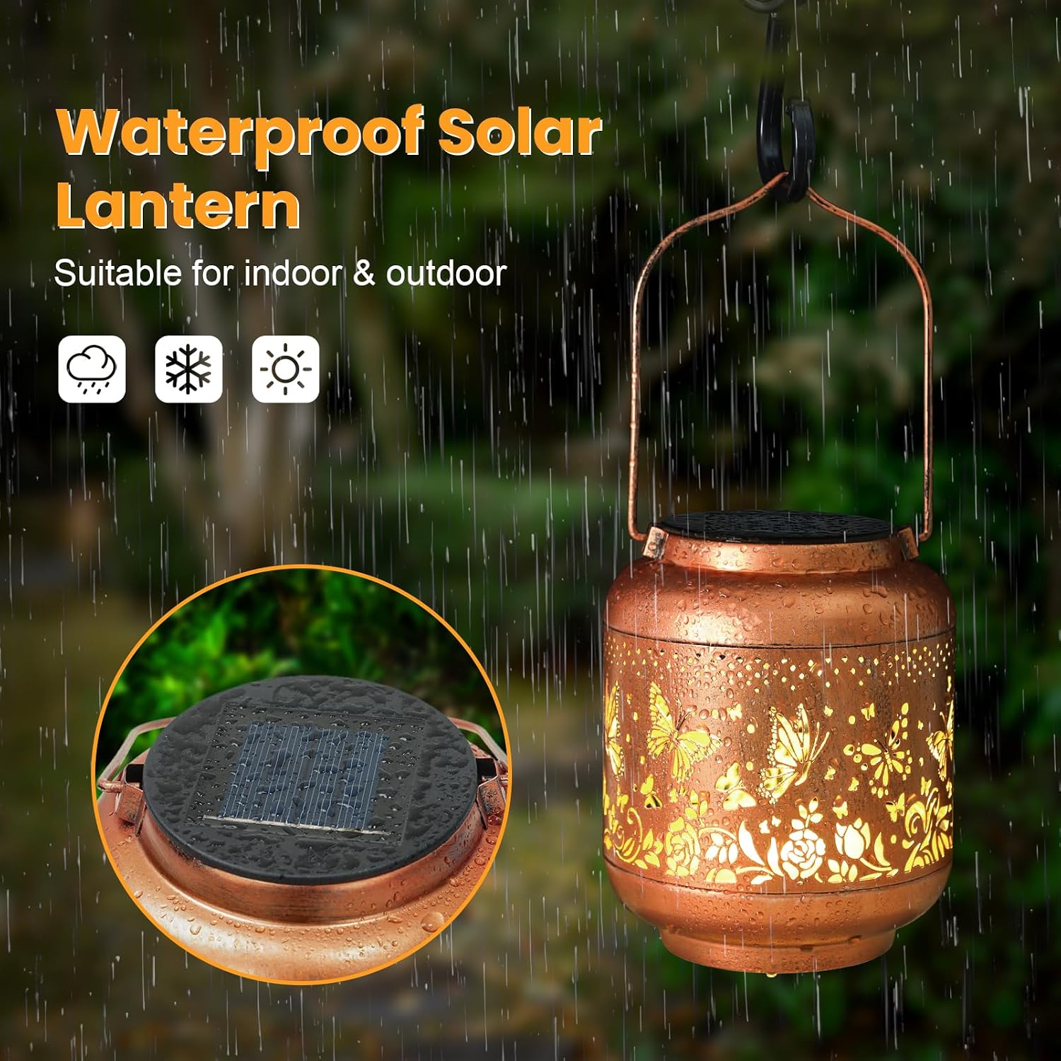 Mothers Day Gifts Butterfly Solar Lanterns Garden Decor Birthday Gifts for Women Mom Grandma Hanging Solar Lights Outdoor Waterproof Decoration for Outside LED Lanterns for Yard Patio Lawn image 4