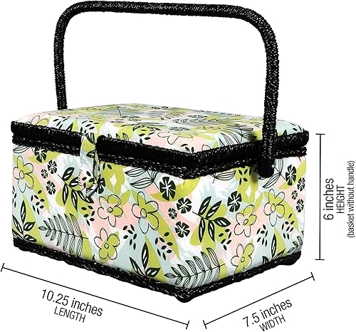 Vista 6 de SINGER Cesta grande, respaldo de costura Nature's Flora con nociones Flora de la naturaleza