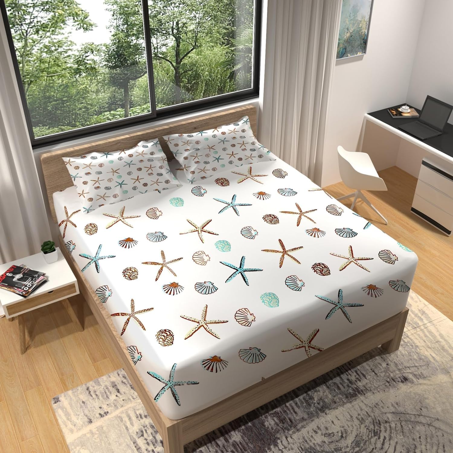 Lenzuolo Con Angoli Matrimoniale 3D Blu – Microfibra 150x200 Cm, Profondità 30 Cm, Con 2 Federe