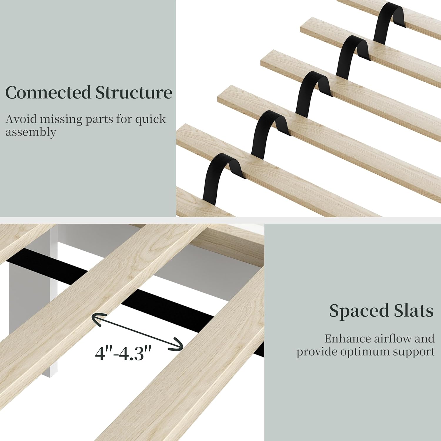 Close-up of connected slats and their spacing for enhanced ventilation.