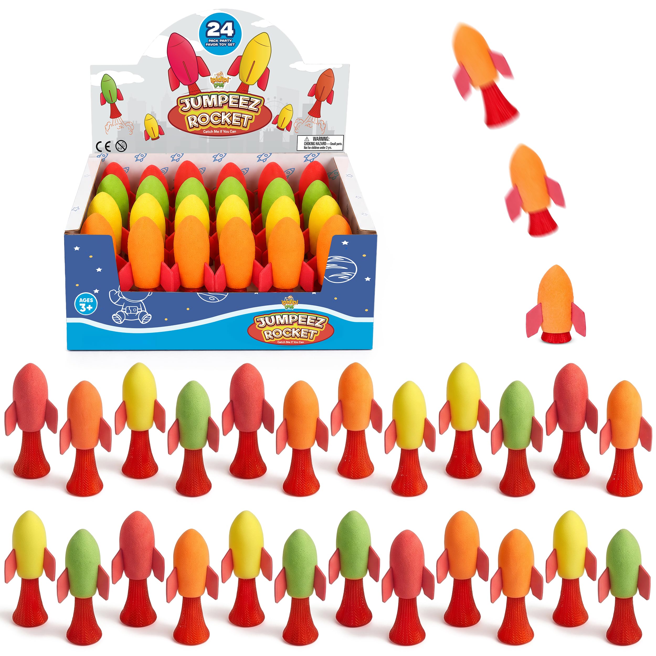 IPIDIPI TOYS Jumpeez Rocket Poppers – 24-Pack Classic Jumping Rockets
