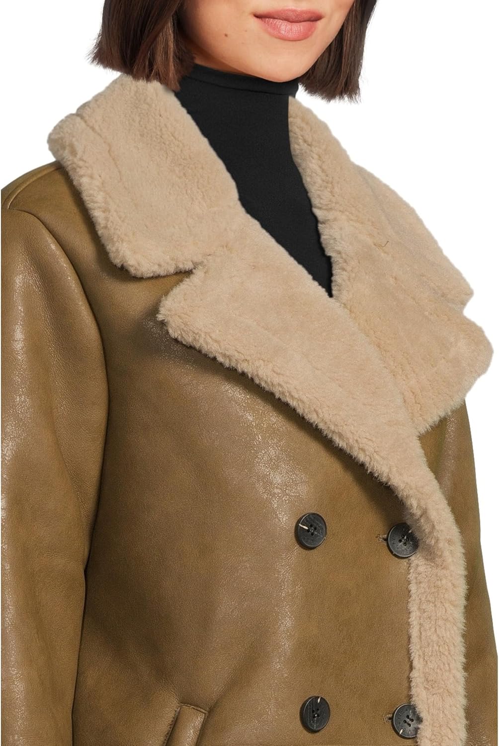 Avec Les Filles womens Faux Shearling Peacoat - Image 4