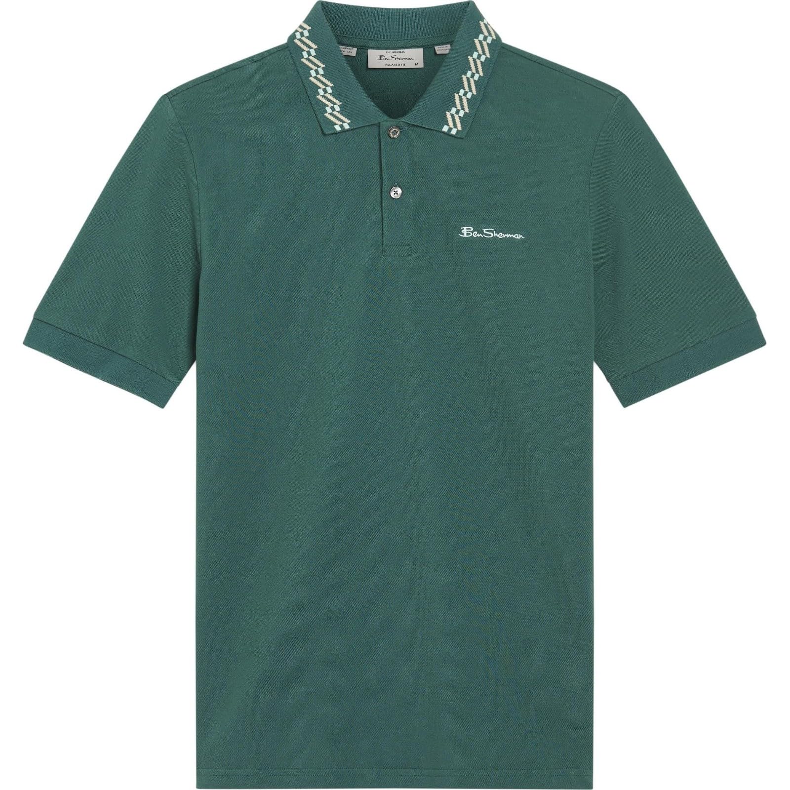 Ben Sherman Mens Collar Interest Big & Tall Short Sleeve Polo Shirt - Teal - 5XL