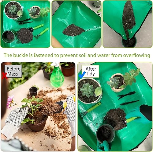 Miniatura 5 de WNJ Tapete de trasplante de plantas para jardín, 2 alfombrillas impermeables para macetas, tapete plegable para plantas de interior, juego de mini