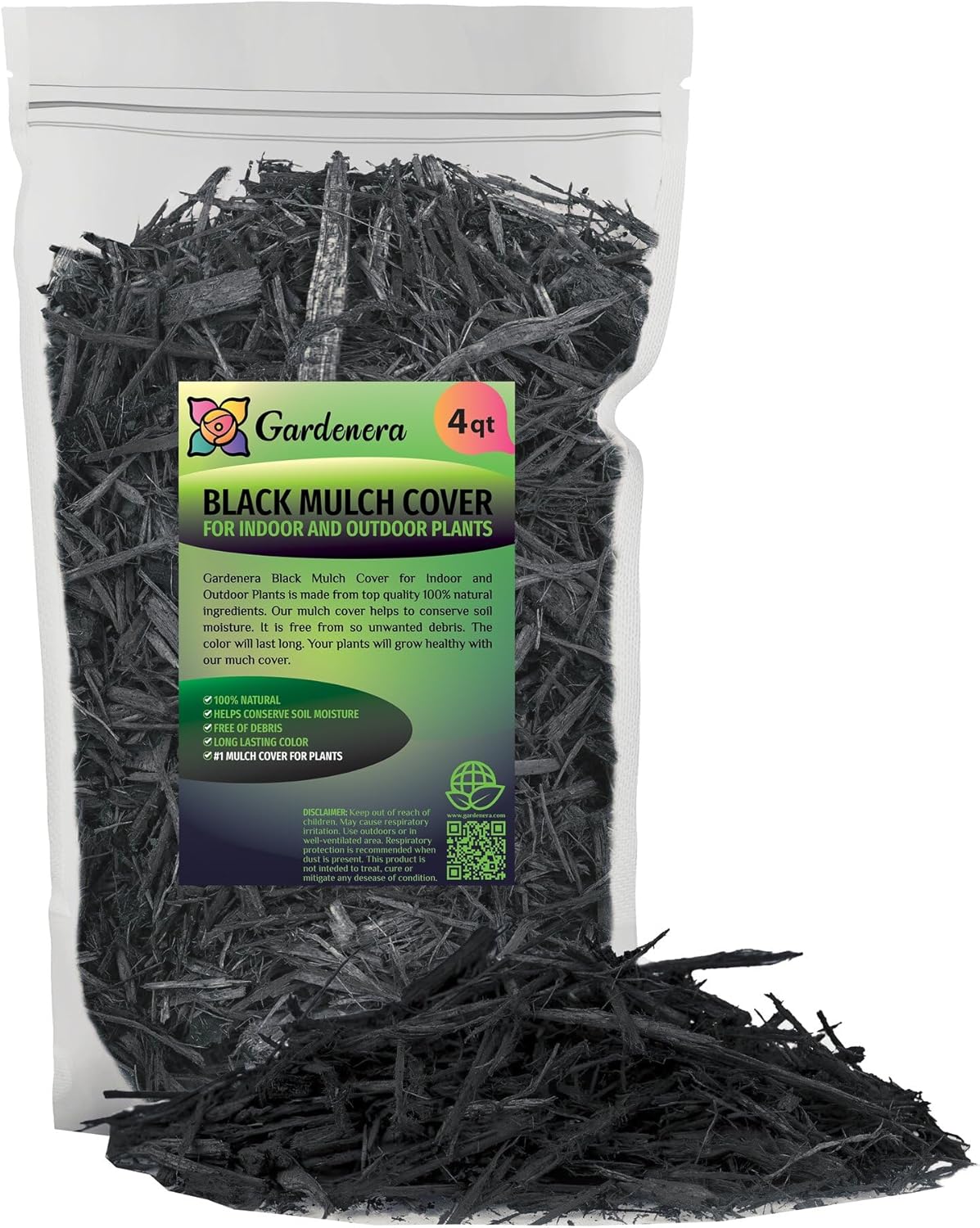 Premium Quality Black Mulch by Gardenera - Elevate Your Garden's Visual Appeal - 4 QUARTS