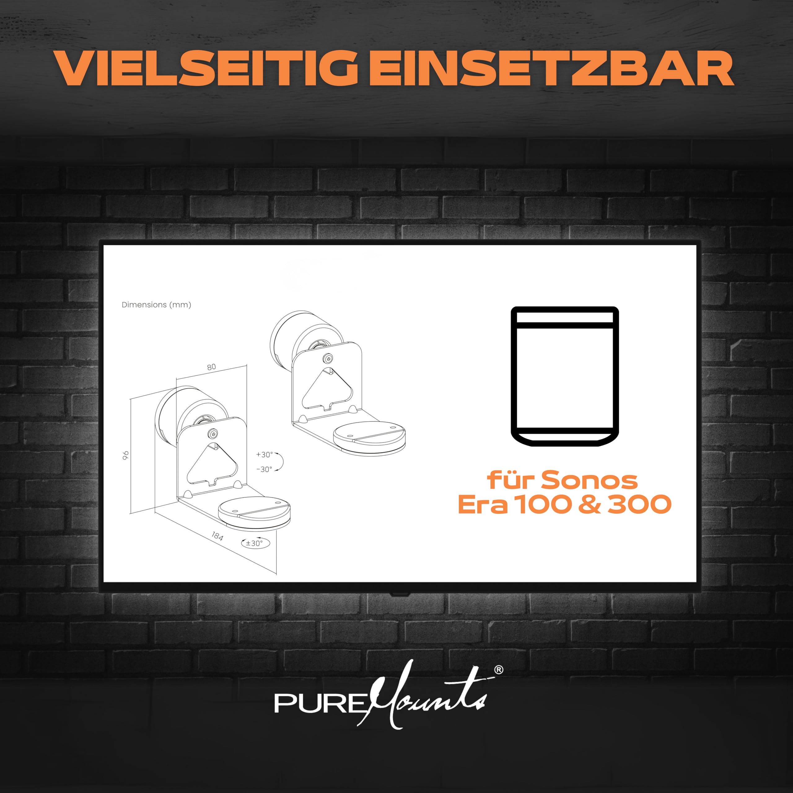 PureMounts® Głośnik ścienny do Sonos® Era 100 & 300, zestaw 2-częściowy, biały