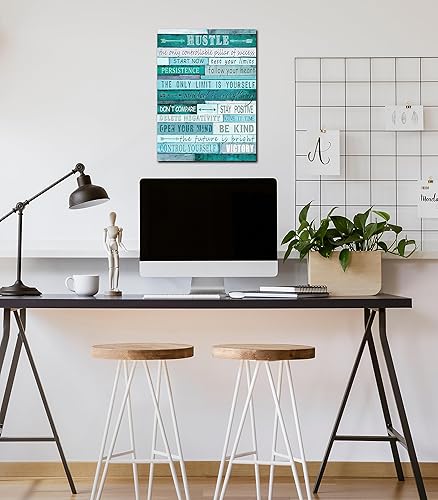 Miniatura 2 de aburaeart Decoración de pared con citas positivas, lienzo verde azulado para oficina, regalo inspirador para adolescentes y niños, listo para