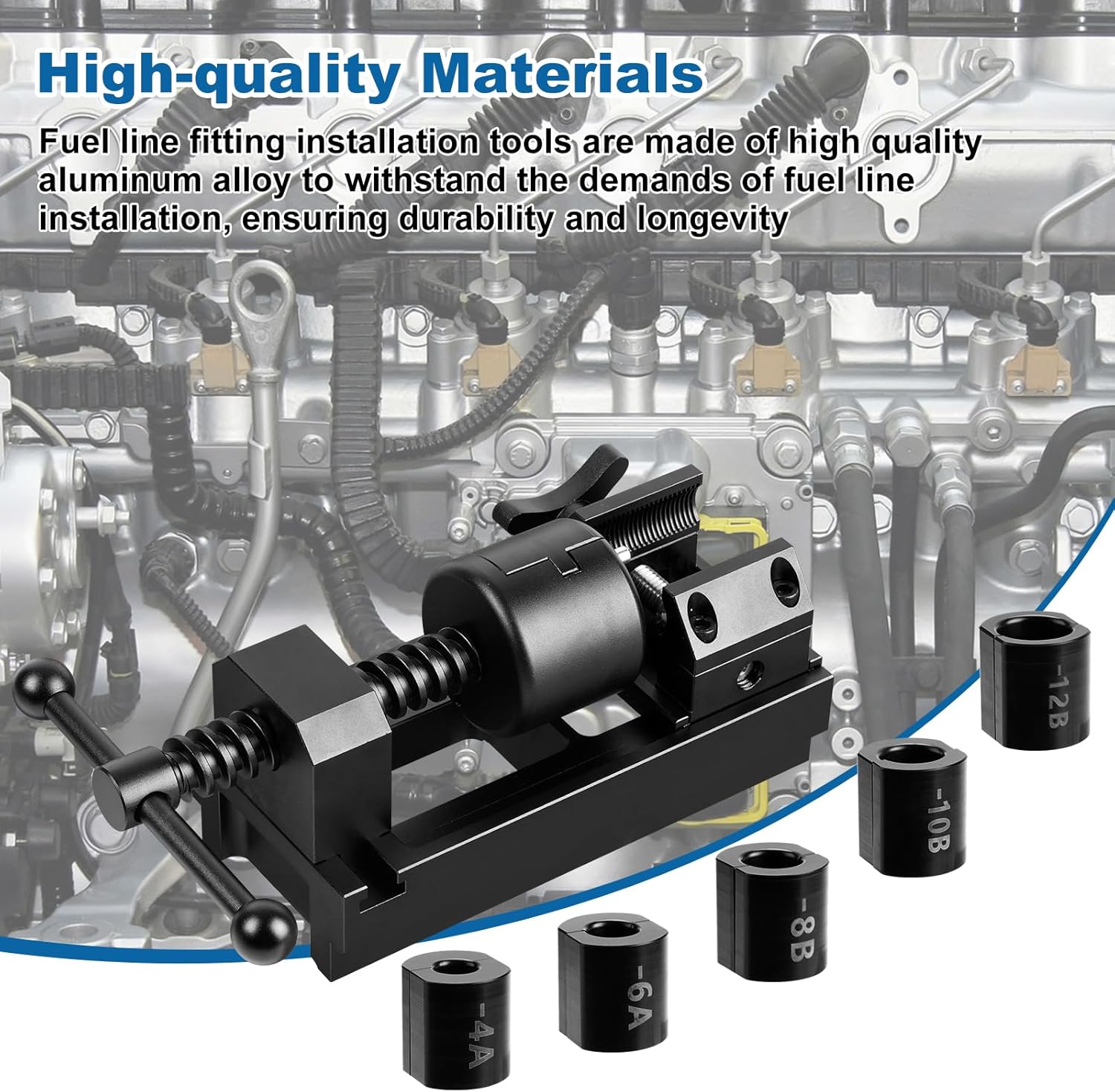 Universal AN Fuel Line Fitting Installation Tool Kit – Fits 4AN-16AN Sizes, Compatible with 4AN/6AN/8AN/10AN/12AN Hoses & Socket Nuts, with Automotive Connect/Disconnect Functions