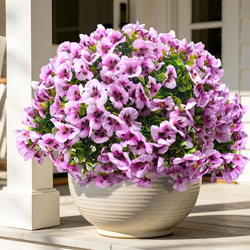 AITISOR 16 Bundles Pink Artificial Pansy Flowers UV Resistant Fake