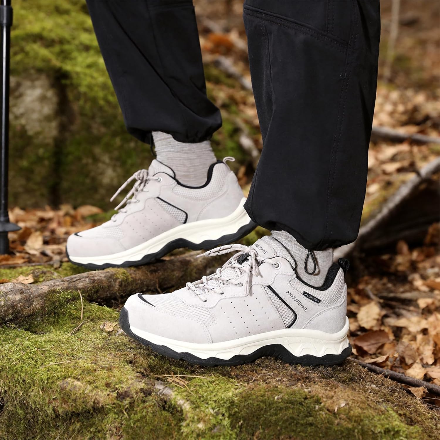 ANJOUFEMME Women's Waterproof Hiking Shoes Non Slip Sneakers Lightweight Tennis Shoes for Work Walking Running Trekking Trail Shoes