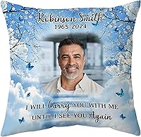 Vista 31 de Hyturtle Almohada conmemorativa personalizada de condolencias con inserto de 12 x 12 pulgadas, regalos impresos de doble cara para la pérdida de un