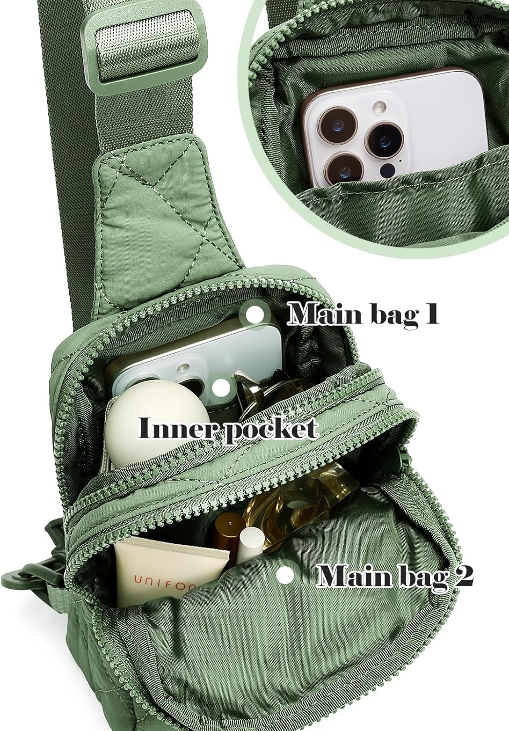 Quilted Puffer Sling Bag for Women Small Backpack Crossbody Chest Bag Fanny Packs Purses for Casual Traveling Hiking - Image 4