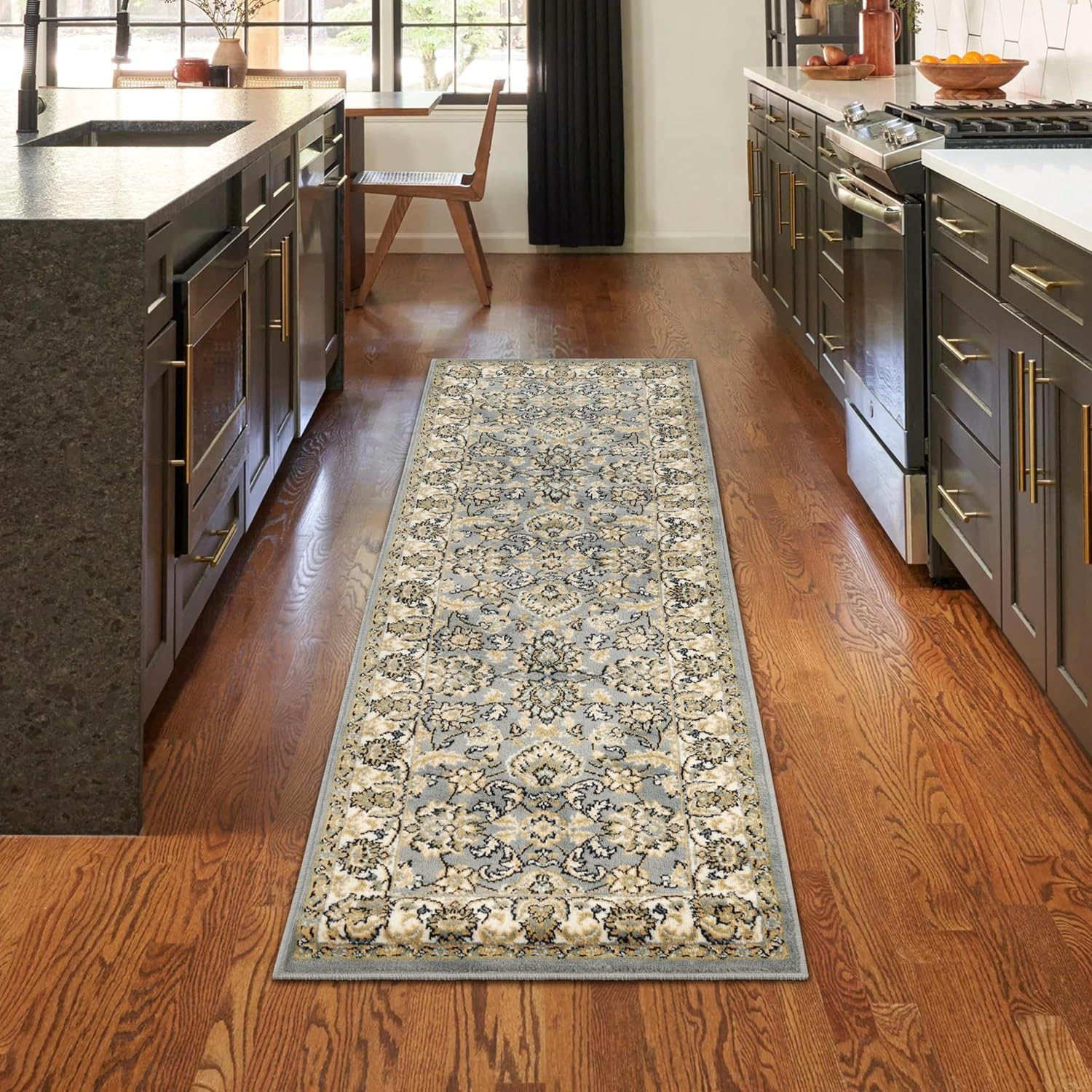 Tapis de couloir gris oriental 0,7 x 2,4 m Lille pour entrée