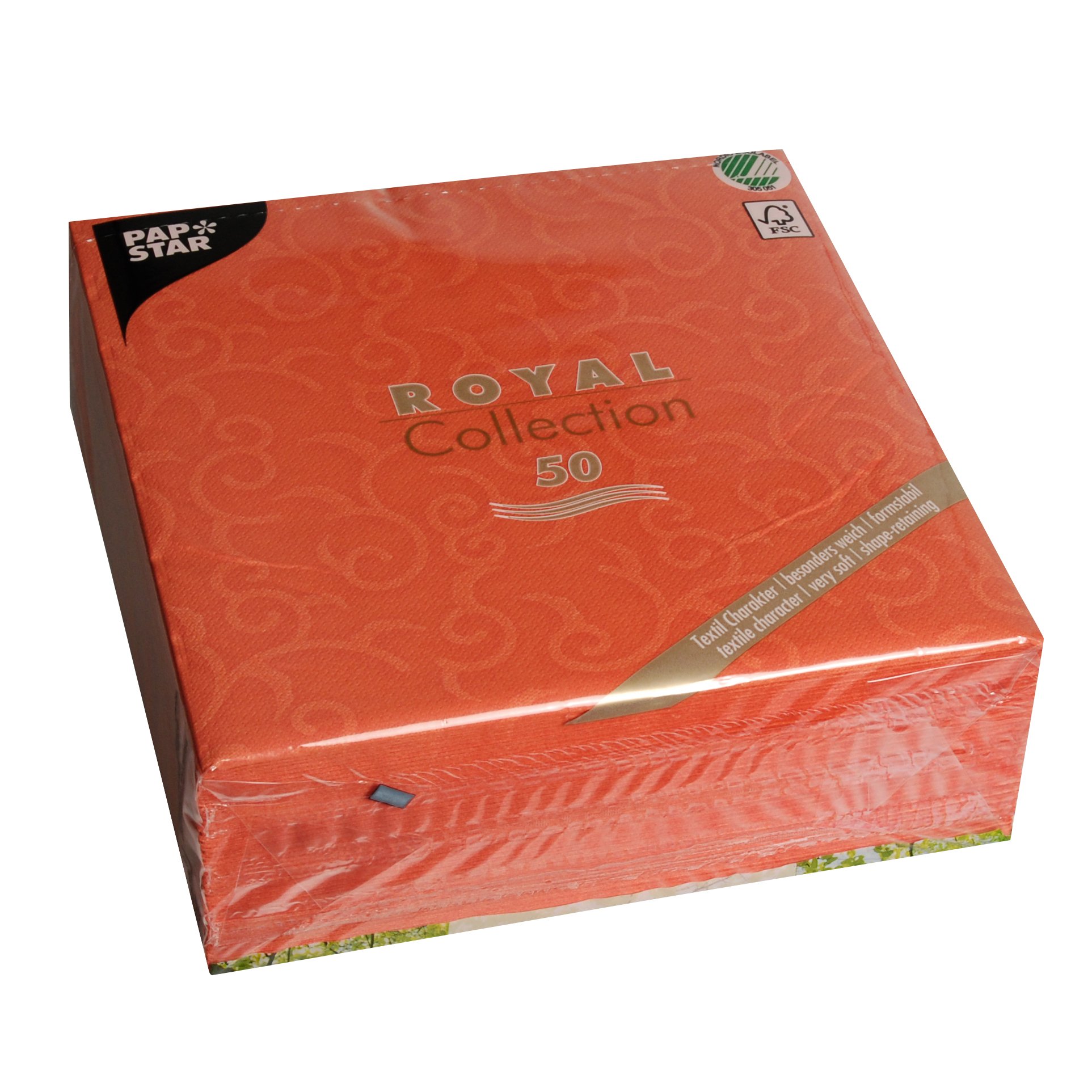 Papstar, Royal Collection #84878 Napkins 1/4 Fold 40 cm x 40 cm Nectarine Casali Pack of 50