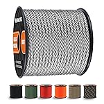 WEREWOLVES 650lb Paracord/Parachute Cord - 9 Strand Paracord Rope - 100\', 200\' Spools of Parachute Cord, Type III Paracord for Camping, Survival (Grey-White Camo, 100 Feet)