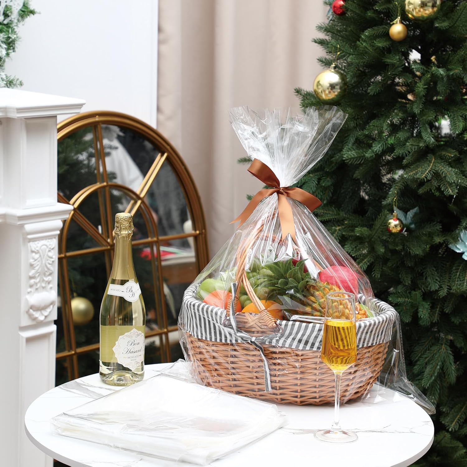 Kolldenn 50 Pcs Large Easter Cellophane Bags 24 x 30 Inch Clear Cellophane Wrap for Gift Baskets Clear Gift Bags Packaging for Baby Bridal Shower Weddings - Image 5