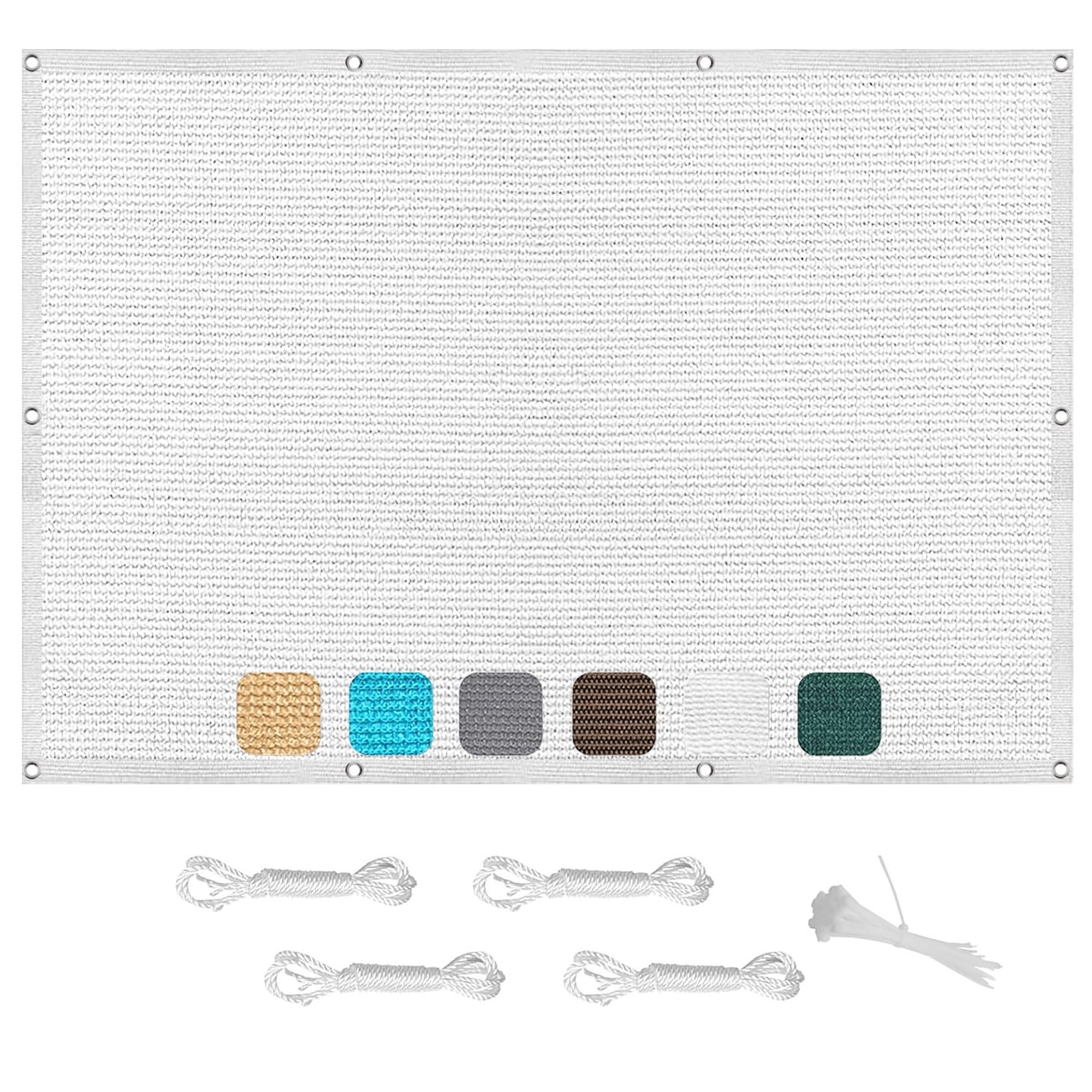 Voile d'ombrage rectangulaire 7x8m blanc anti-UV pour jardin
