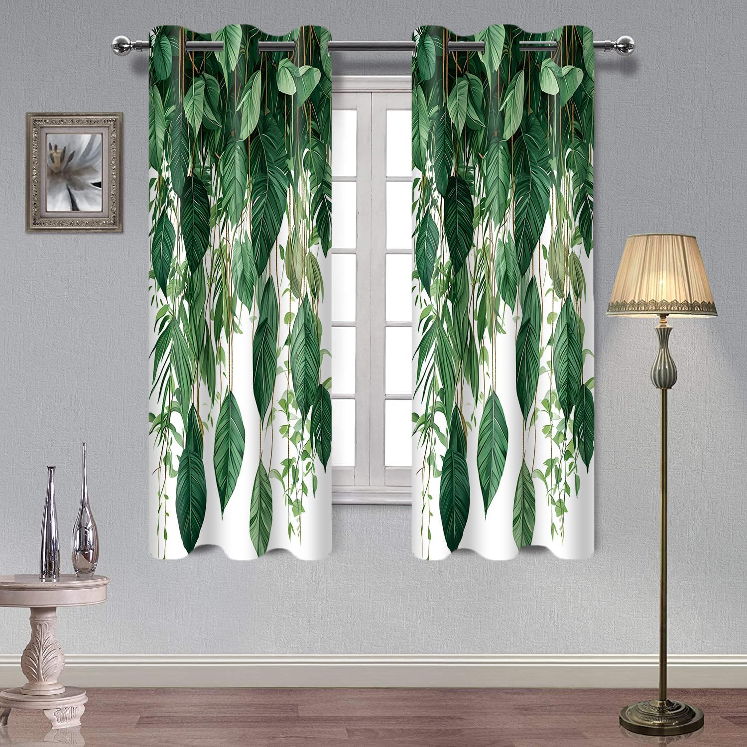 Amazon.com: AHBEWIN Leaf Plant Curtains Leaves Watercolor Curtain ...