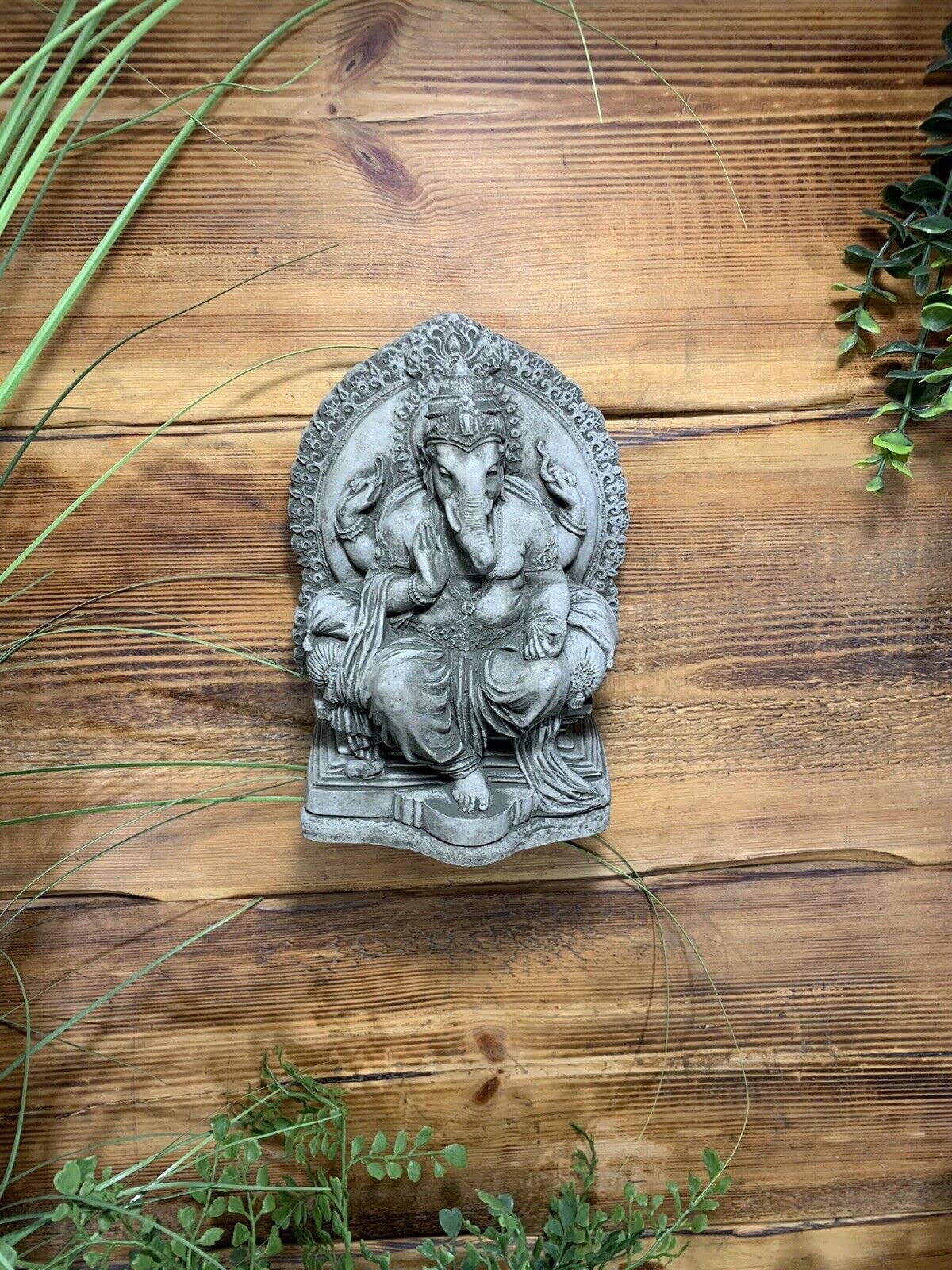 J And L Stone Ornaments Grey Stone Garden Ganesh Elephant God Cute Buddha Wall Plaque Gift Statue Ornament