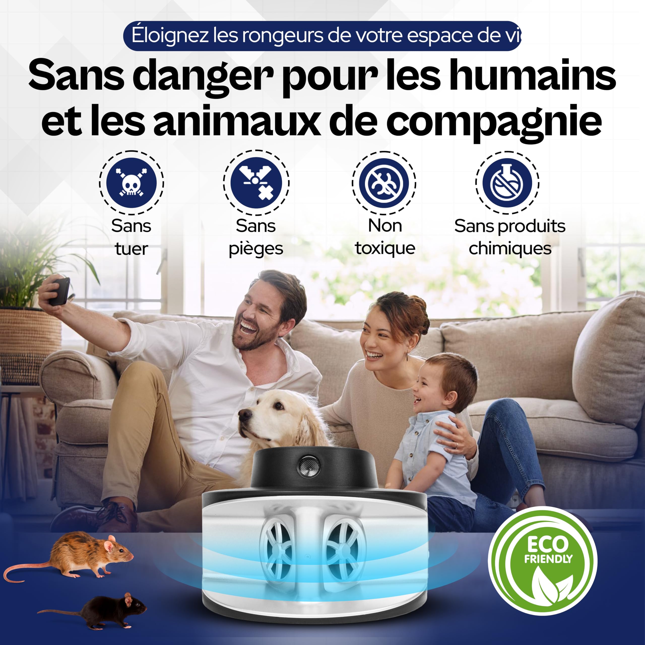 Répulsif À Ultrasons nuisibles Souris et Rats – Appareil Anti rongeurs – sans Produits Chimiques – Silencieux – Protéction Maison, Cave, Garage