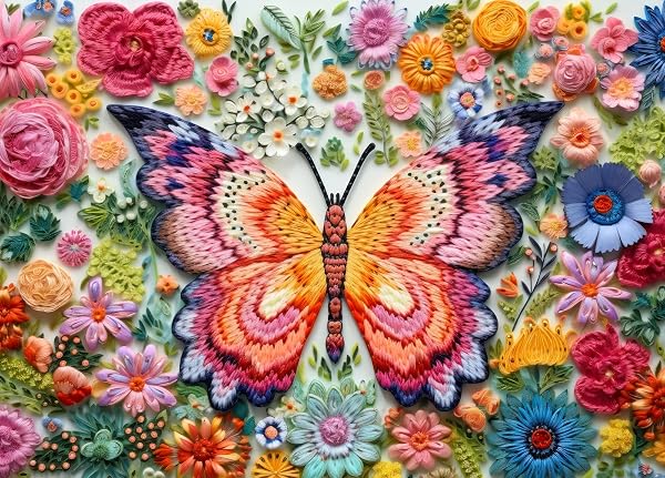 Rompecabezas de 1000 Piezas para Adultos, Butterfly Flower, Se Entrelazan Perfectamente Letras en la Parte Posterior, Juguetes para Hombres Mujeres Mayores (70x 50 cm), Cartel 1:1 - 1