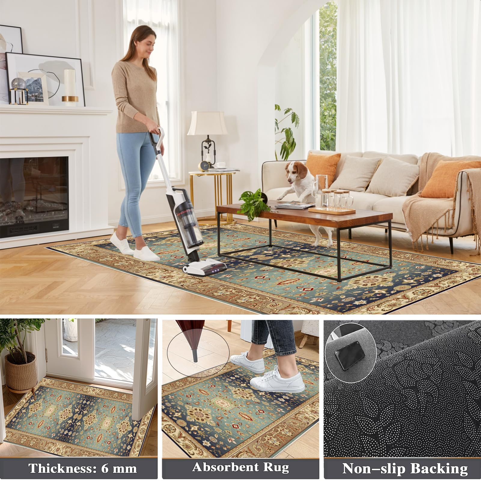 Antypoślizgowy zmywalny dywanik kuchenny, zmywalny dywanik do kuchni, 120 x 240 cm dywanik wejściowy korytarz korytarz korytarz wąskie dywaniki do kuchni łazienki salonu sypialni