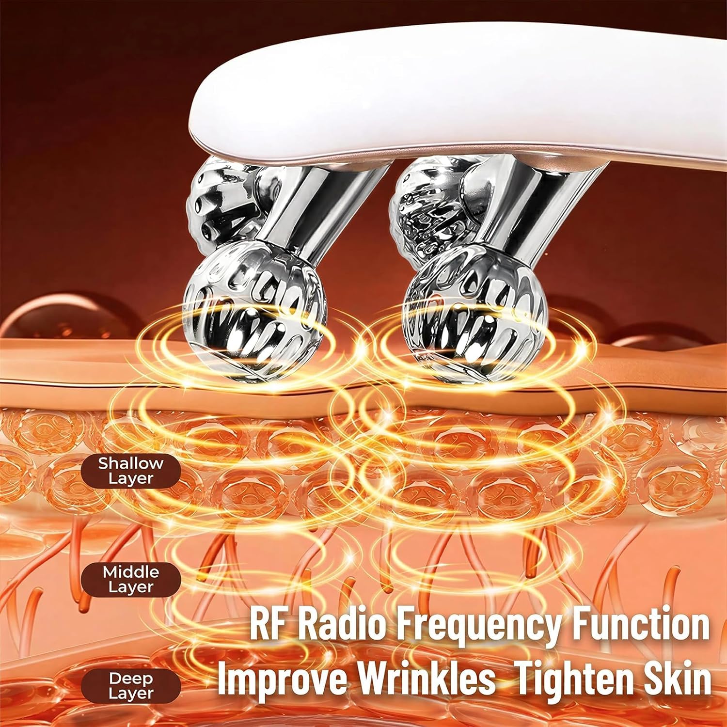 Wireless Facial Massager, 6 Modes & V-Shape Sculpting, 3D Roller Electric Facial Roller for Face and Neck, Portable Skin Tightening Tool for Home & Travel (1Pcs)