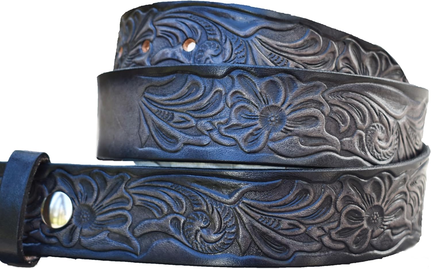 Western Floral 927 Leather Name Belt Custom Engraved Men and Women