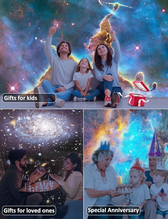 Galaxy Projector, Planetarium Projector with 12 HD Image, 1/2H Timer Night Lights Star Projector, Brighter Ceiling Projector for Bedroom Kids Adults Gift