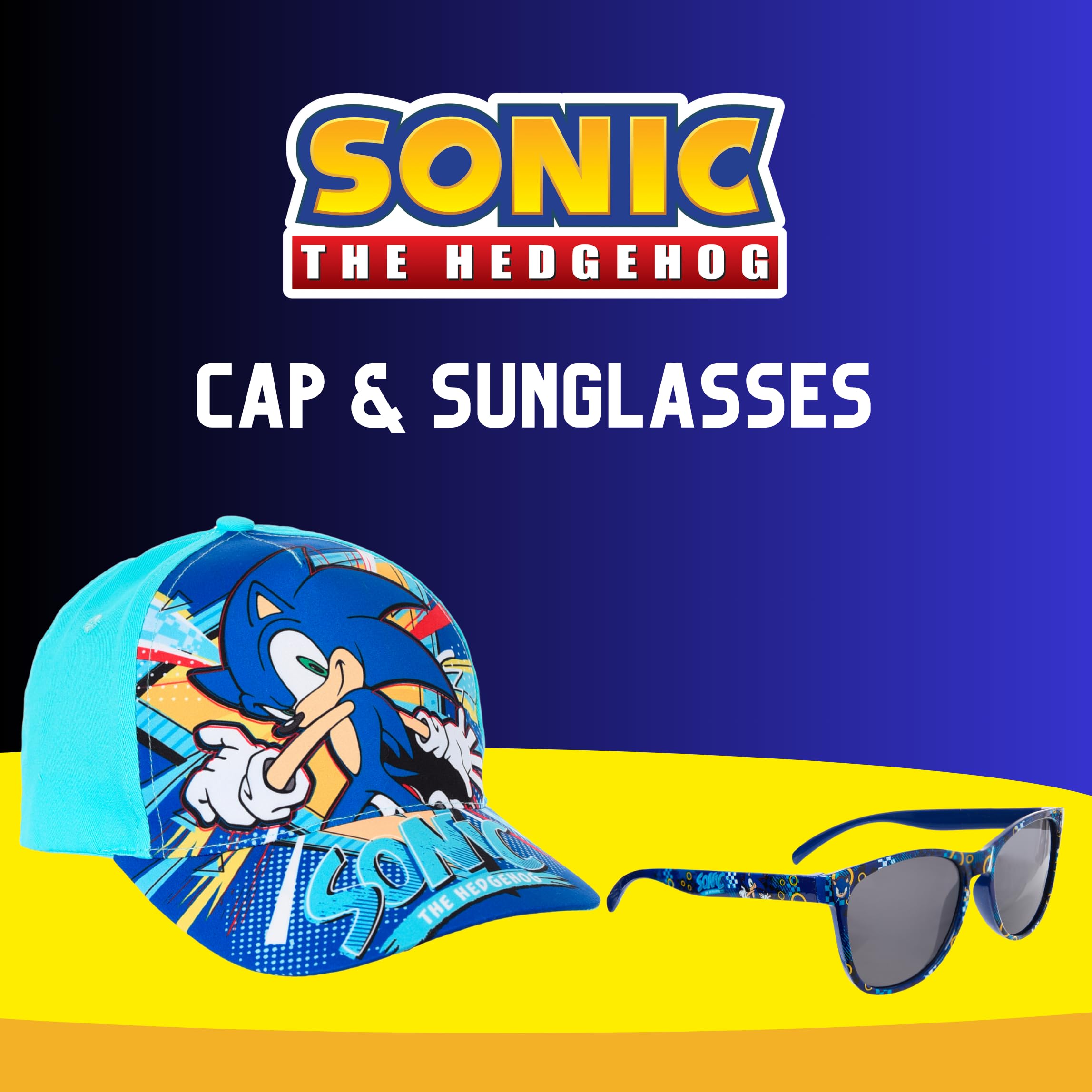 Sonic The Hedgehog Gorra y Gafas de Sol para Niños Protección UV Verano