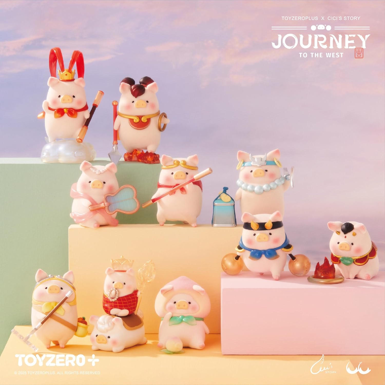 Lulu The Piggy Blind Box Figures - Journey to The West Series Blind Boxes Mystery Box Cute Figures Collectible Toys Animal Figurines Home Desk Decorations Holiday Birthday Gifts, Whole Set