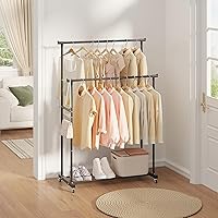 Vista 5 de Calmootey Perchero de ropa con doble barra para colgar ropa, almacenamiento de abrigos, organizador para dormitorio, sala de estar, apartamentos