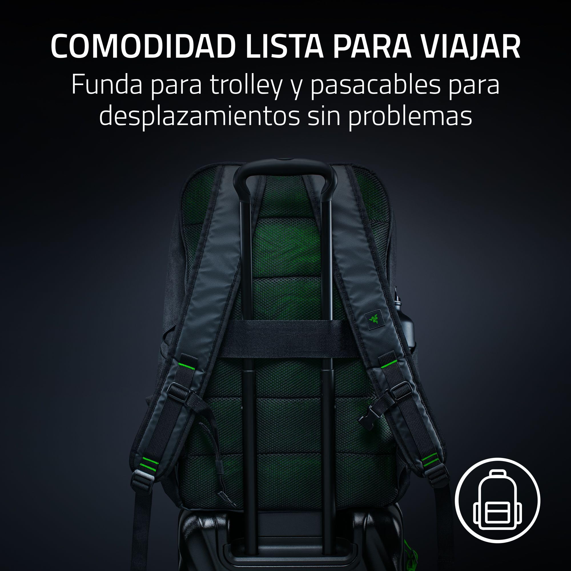 Razer Rogue 18" V4 – Mochila funcional de viaje con compartimento para portátil de 18" - Comodidad lista para viajar - impermeable y resistente a los desgarros - ergónomica | Negro