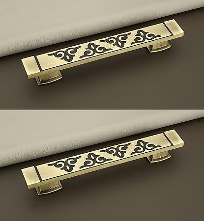 Indeed Antique Finish Brass Door Handle Set Aluminium Squr Pull Handle Home Decor Door Accessorie 12 Inch (Pack of 2, Design 9)