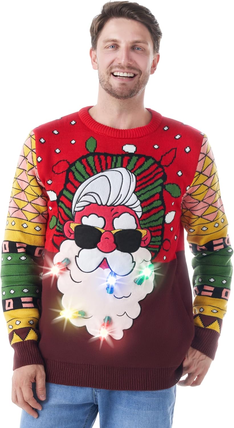 JOYIN LED Light Up Ugly Christmas Sweater Men, Ugly Sweater Men with Built-in Light Bulbs, Holiday Funny Pullovers 2025 - Image 9