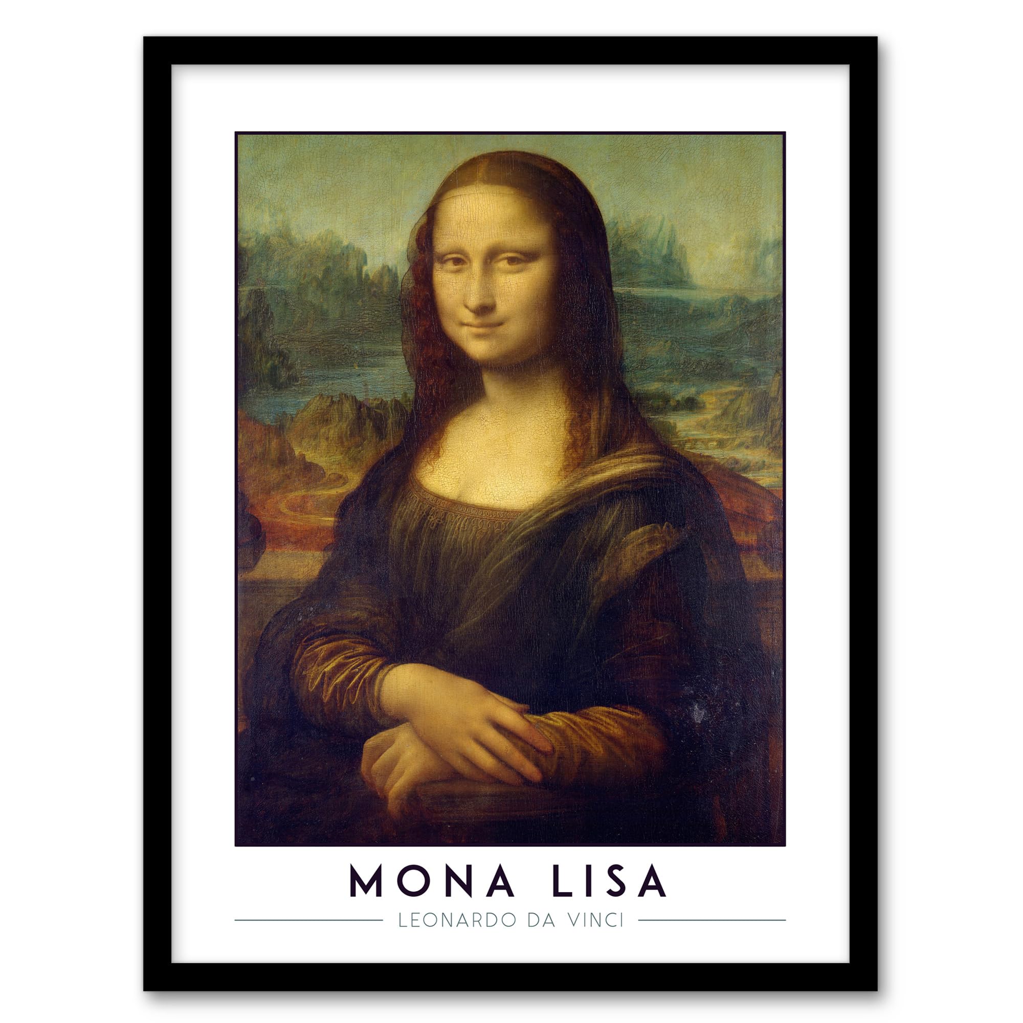 Artery8 Leonardo Da Vinci Mona Lisa La Gioconda Portrait Living Room Artwork Framed Wall Art Print A4