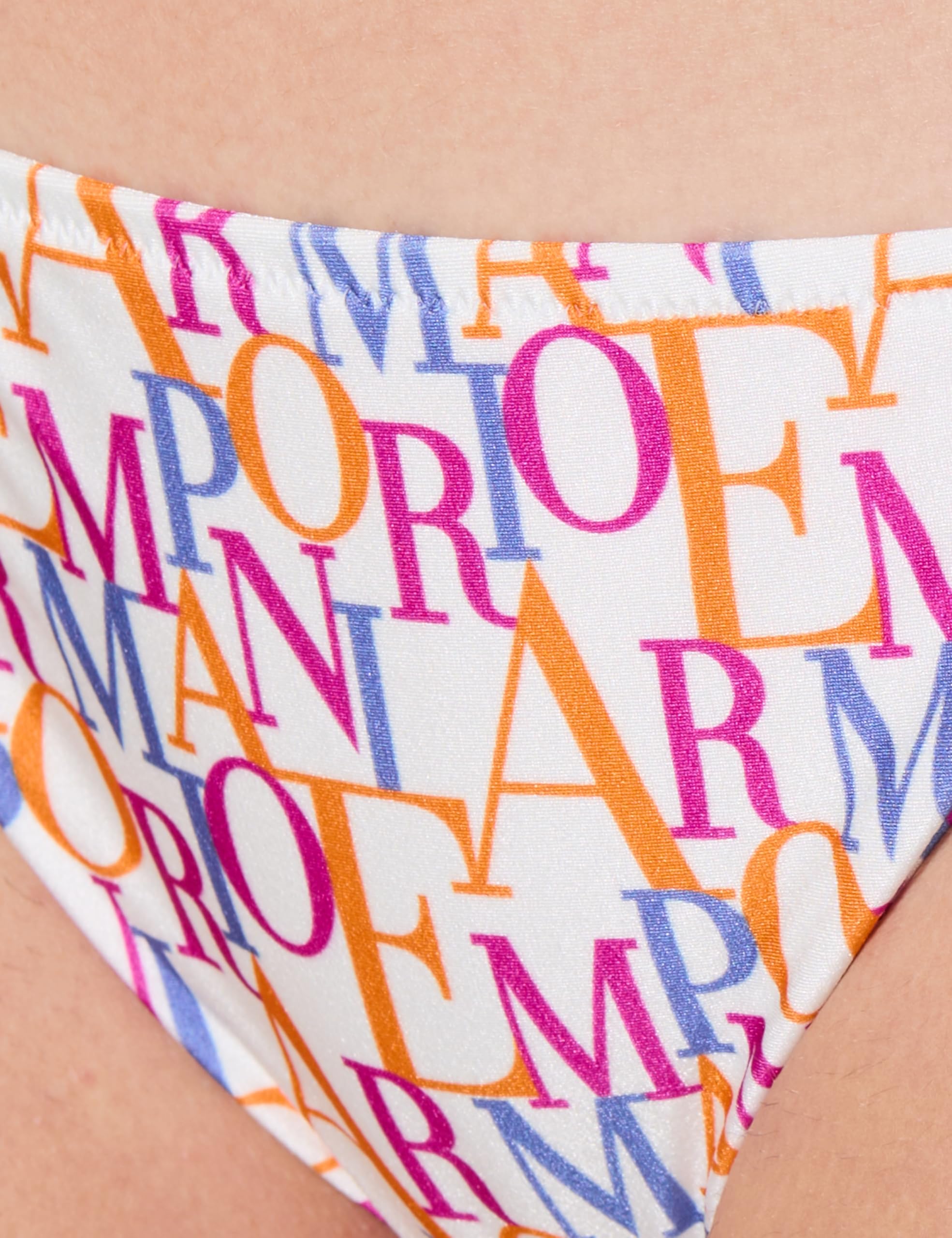 Emporio Armani Damski zestaw bikini trójkątny, Bianco/Logo Multicol, XS
