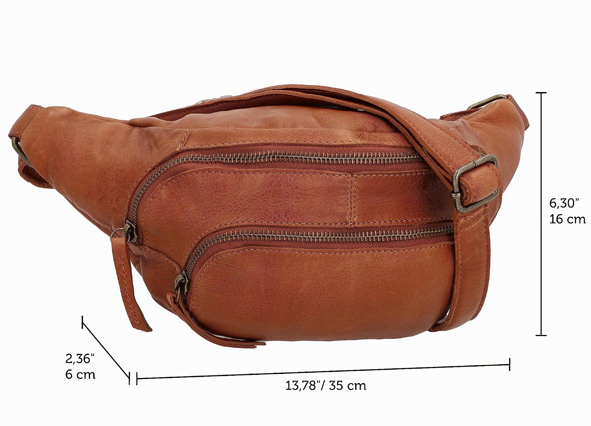 Gusti Marsupio in pelle, stile vintage, in pelle, marrone, taglia unica, Stile retr