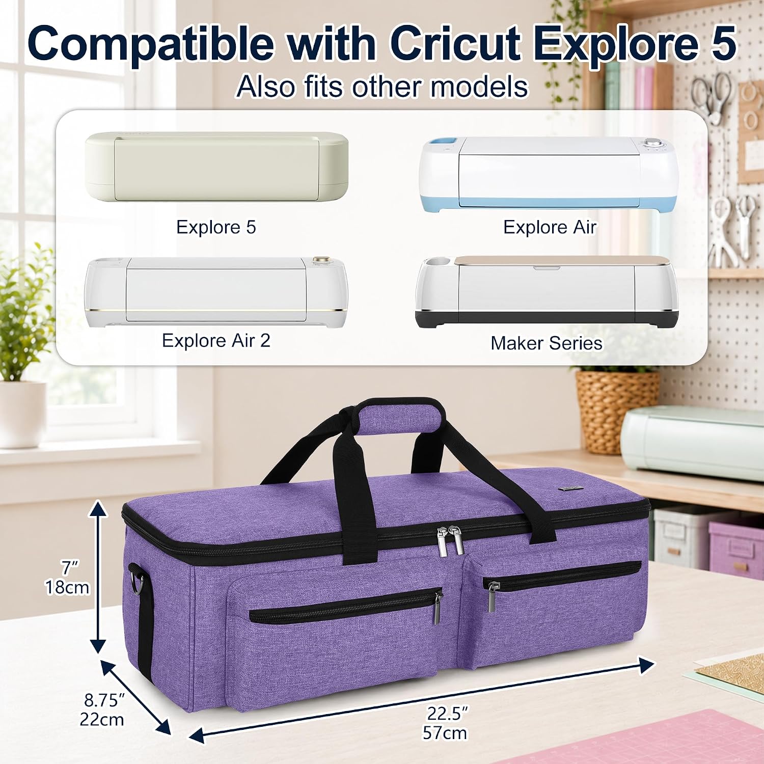 LUXJA Carrying Case Compatible with Cricut Explore 5, Purple