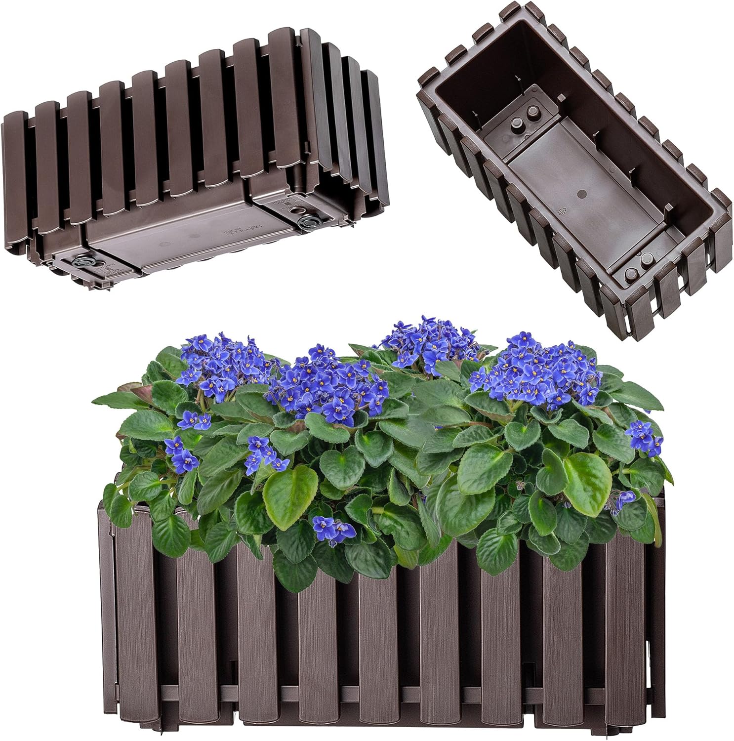 Blumentopf Blumenkübel Übertopf Rund Mit ECO WOOD Untersetzer Pflanzkübel Matt E - Foto 5